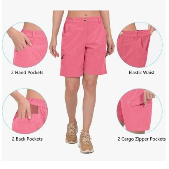 Hiking Shorts 9" Inseam, Lightweight Golf Shorts Quick Dry w/Zippered Pockets - Picture 2 of 8